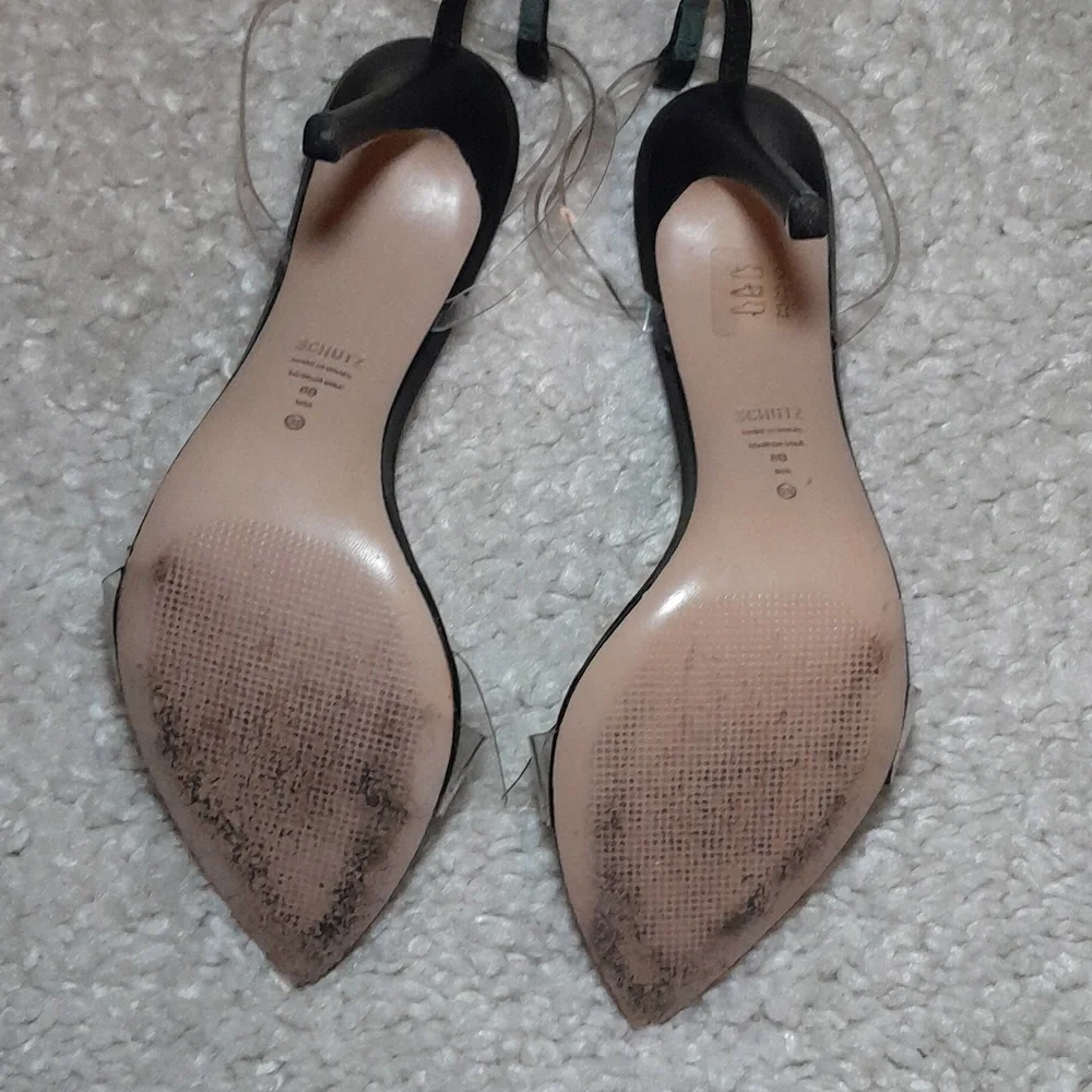 SCHUTZ ELYDA Black  transparent/pvc Bow Heels Size 8 - Picture 14 of 16